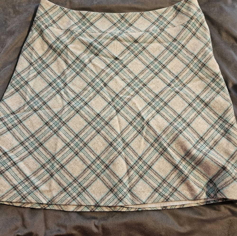 Plaid Tan and Green Women's Skirt